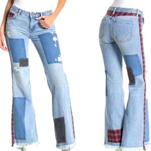 Never worn Free People patchwork jeans!